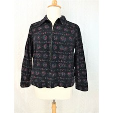 Cj Banks Jacket Size 1x Black Multi-color Embroidered Pinwheel Coat Colorful