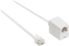 White 10 Meter DSL/Phone Telecom Extension Cable (RJ11 Male - RJ11 Female)