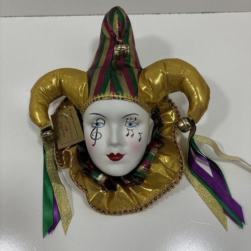 Natürlich New Orleans Karneval Maske Musik Note atemberaubender Harlekin Narr Gold - Bild 2 von 6