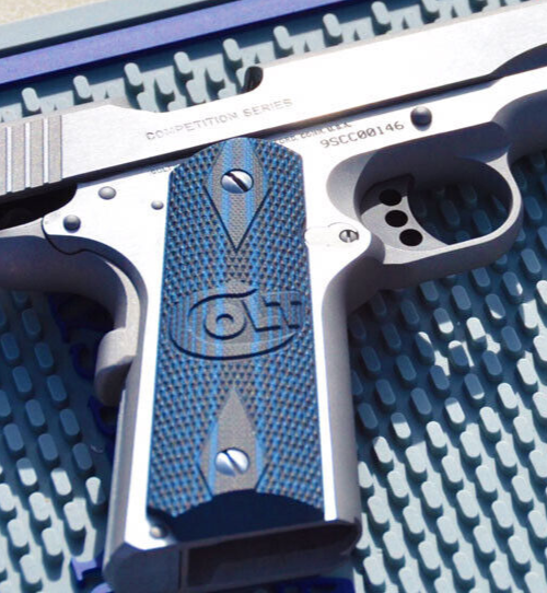 COLT 1911 GOLD CUP GRIPS G10 FULL SIZE BLUE DOUBLE DIAMOND COLT