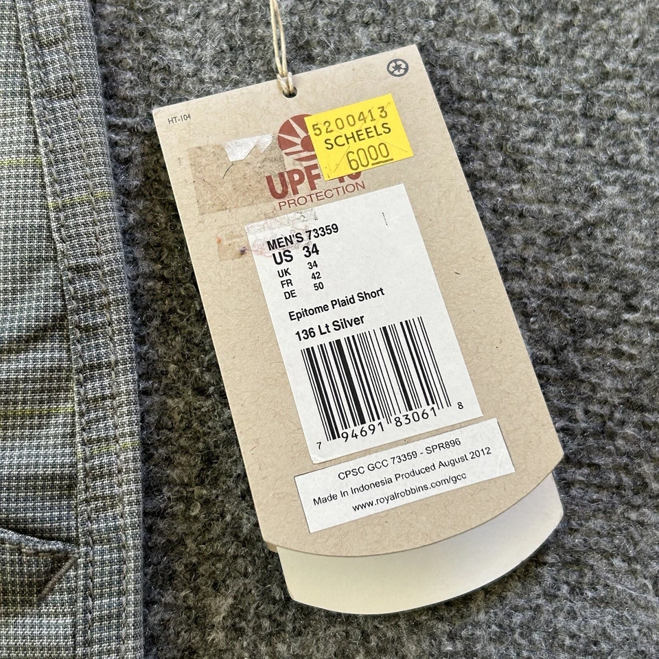 Royal Robbins Shorts Men’s 34 Epitome Stretch Plaid Light Silver Comfort Stretch - Image 3 of 4