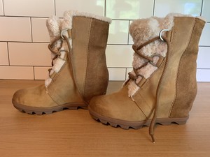 sorel joan of arc shearling wedge