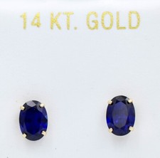 GENUINE 2.18 Cts BLUE SAPPHIRE STUD EARRINGS 14k Gold - Free Appraisal Service