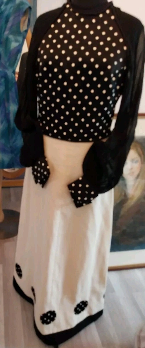 Robe Vintage Années 70 En Jersey De Laine - Taille 38 - Motif Géométrique Rose/ivoire