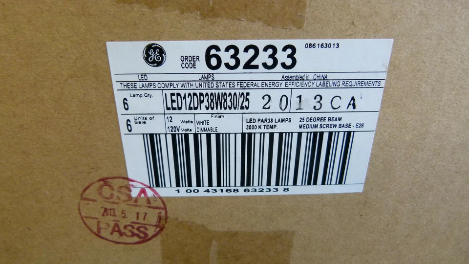 Box of 6 - GE 63233 - LED12DP38W830/25 12 Watt PAR38 Flood Lamp 3000K - Image 2 of 2