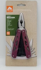 Ozark Trail 12-In-1 Multi-Tool w/Sheath Hiking Outdoors Pocket Knife - Burgundy
