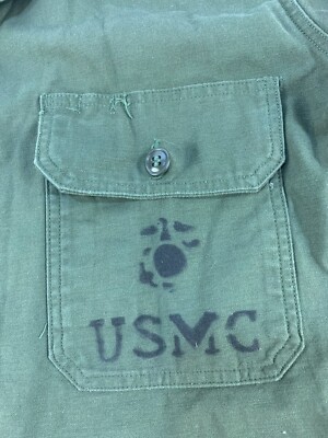 T-shirt Vintage Homme USMC Armée – Manches Courtes, Vert, Coton, Taille M