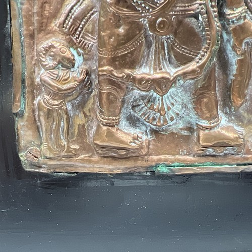 Original Antique Copper Veerabhadra Shiva Figure Embossed Plate Hindu Virabhadra - Picture 9 of 12