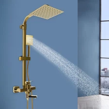 Shower Faucet System Set Rainfall Shower Head with Handheld Spray Mixer Tap