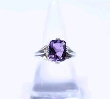 Amethyst 9x7mm Rectangle 925 Sterling Silver Ring Size 7 Jewelry