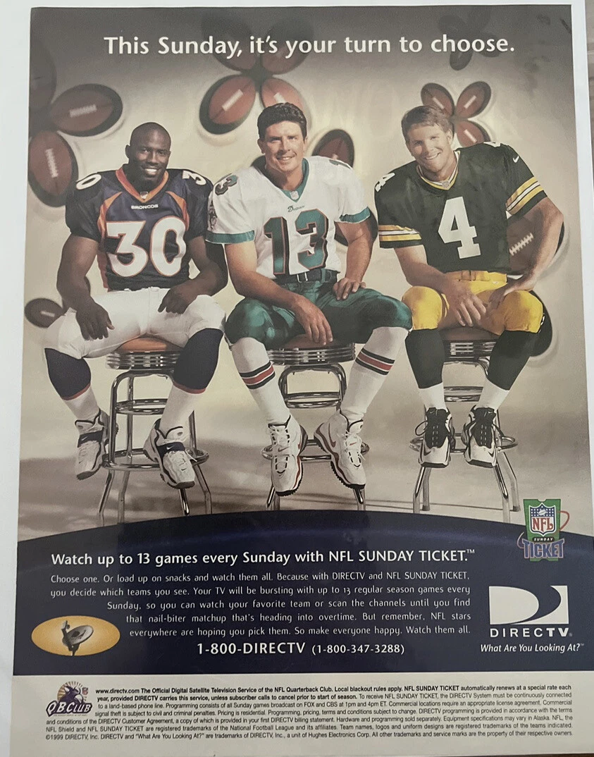 Sunday Ticket Direct TV Print Advertisement Marino Favre Davis eBay