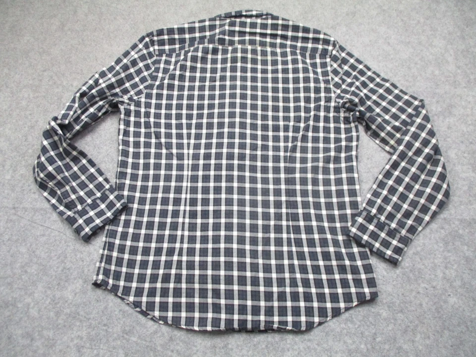 Рубашка мужская Bloomingdales большая серая черная синяя клетчатая на пуговицах с длинным рукавом магазин - Изображение 4 из 4