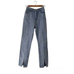 Missguided Light Blue Wrath Straight Leg Split Hem Jeans High Rise Womens  Size 0 | eBay