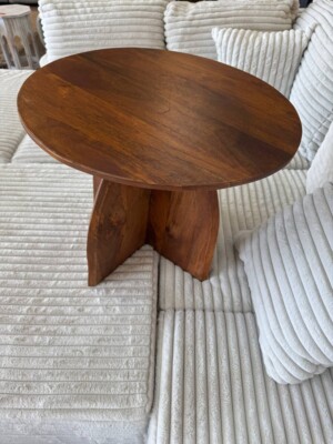 side table is crafted from high-quality mango wood Round Side Table design