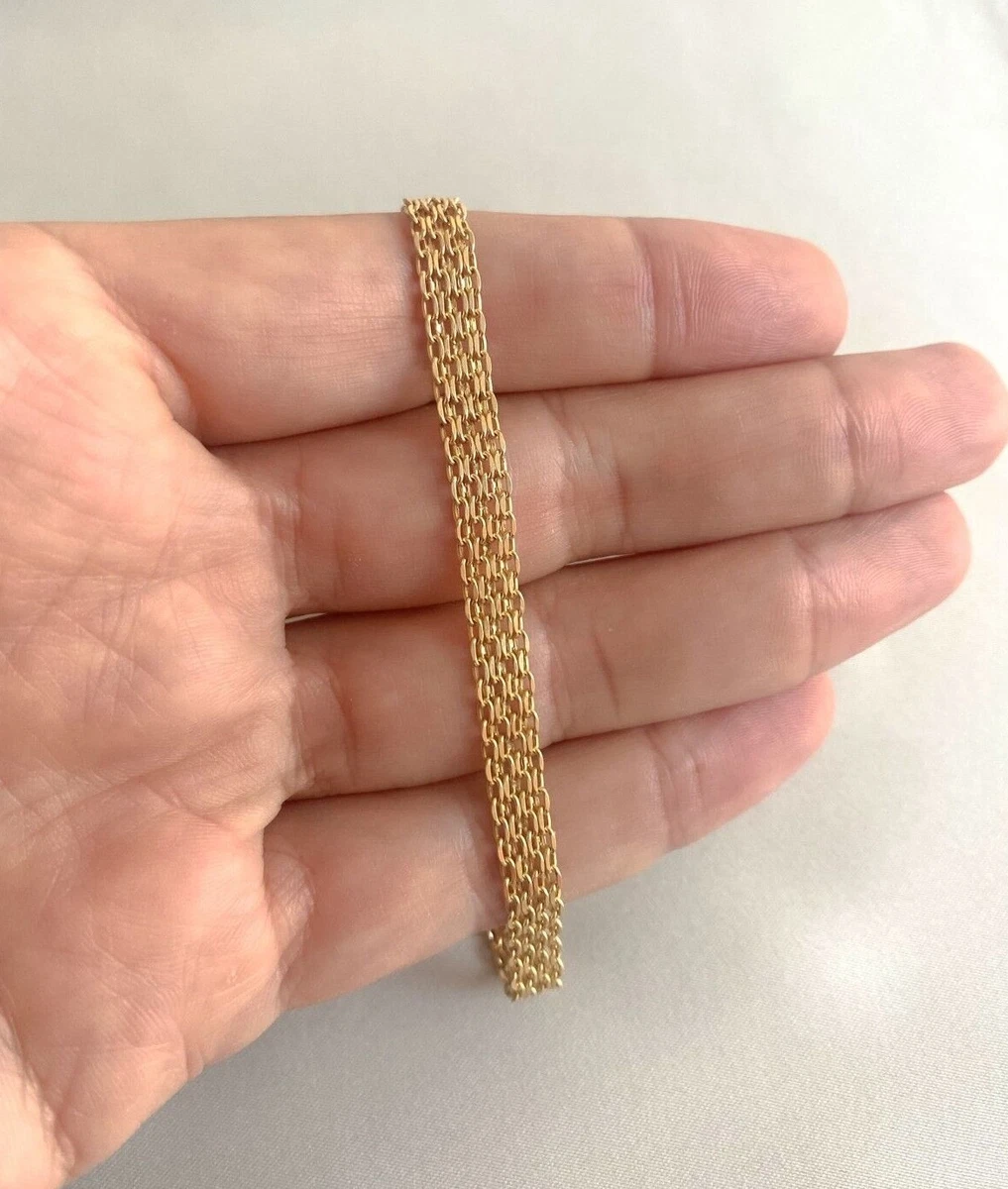 Real 14k Gold Bismark Bracelet Reflexion 5.7mm Solid Gold Mesh Bracelet