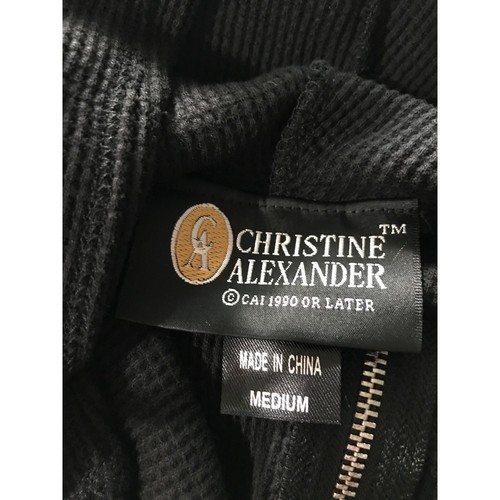 Christine Alexander Medium Black Cotton RETRO Hooded WAFFLE Top Shirt Retro Danc - Picture 10 of 11