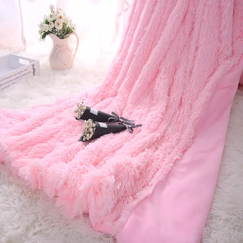 Fluffy pink throw sales