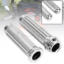 Chrome 1" Handlebar Hand Grips For Harley Road King Heritage Softail FLSTC FLSTN