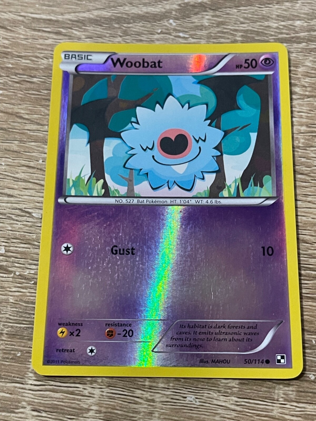 Woobat - 50/114 - Reverse Holo - Black & White 1 Pokémon