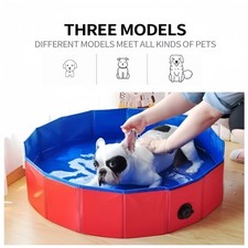63" Foldable Dogs Swimming Pool Portable Collapsible PVC Bath Tub for Pets Cats