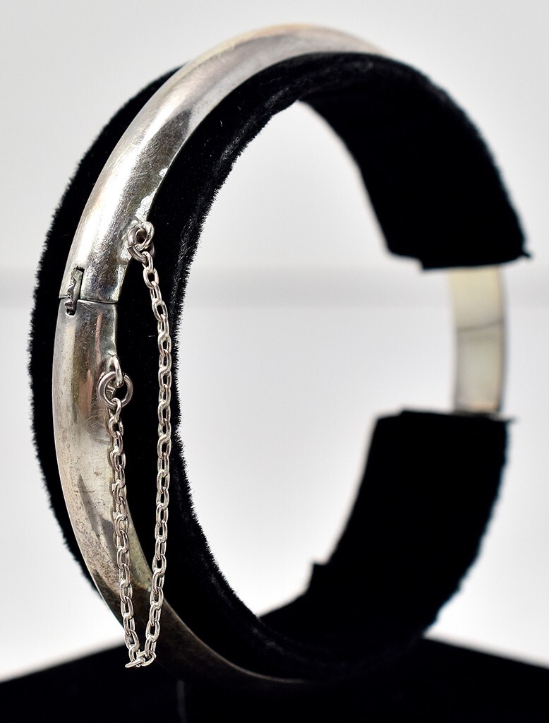 Solid Sterling Silver Hinged Bangle Bracelet 925 - image 1