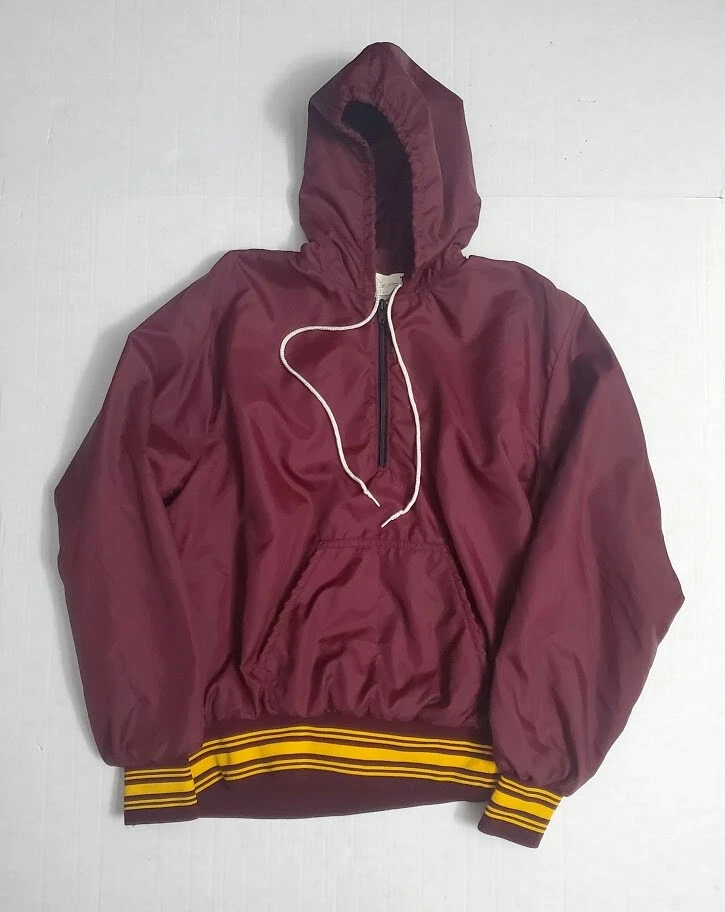 Red Vtg 70s 80s Gem Sportswear Nylon Hoodie Jacket Windbreaker Mens Medium M