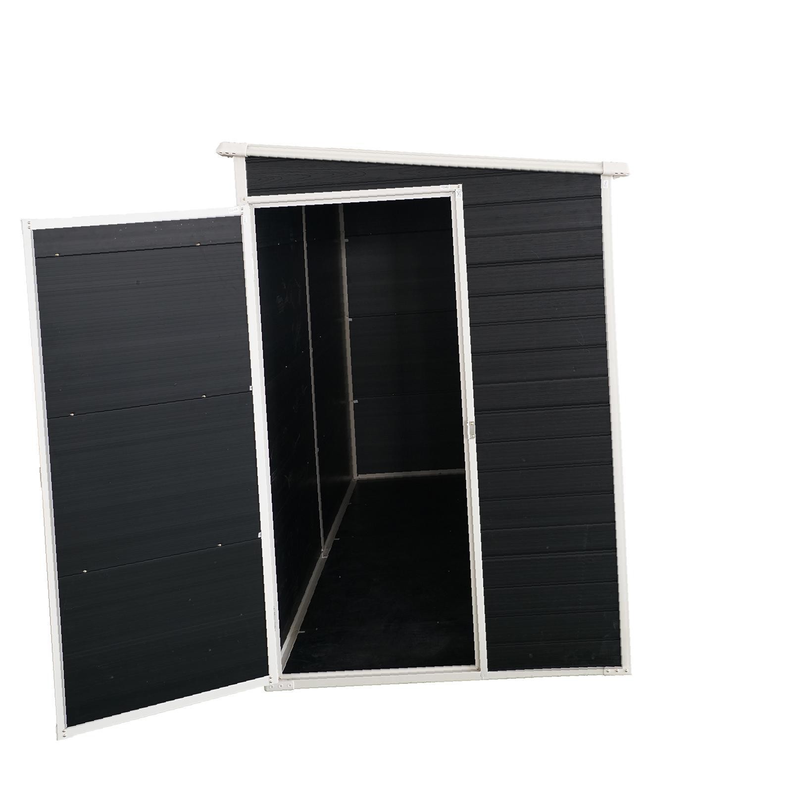 8x4ft Resin Garden Shed with Lockable Door, 2 & Floor for Garden Tools, Bikes &