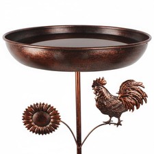 Bird Baths for Outside, 12 Inches Dia Bird Bath Feeder Bowl with Sun and Roos...