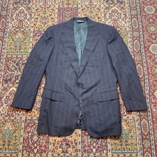 VTG 90s Polo Ralph Lauren pinstripe two button suit blazer jacket 42 USA Blue