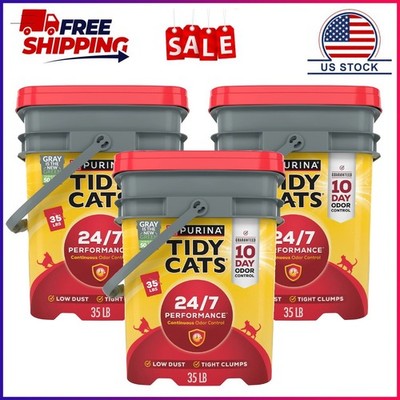 3 Pack, Purina Tidy Cats 24/7 Clumping Cat Litter, Low Dust, Deodorizing, 35 lb.