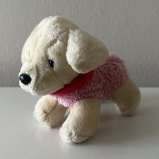 Animal Alley Yellow Lab Dog w/ Pink Vest Red Collar Plush 6 - VTG 2000 HTF