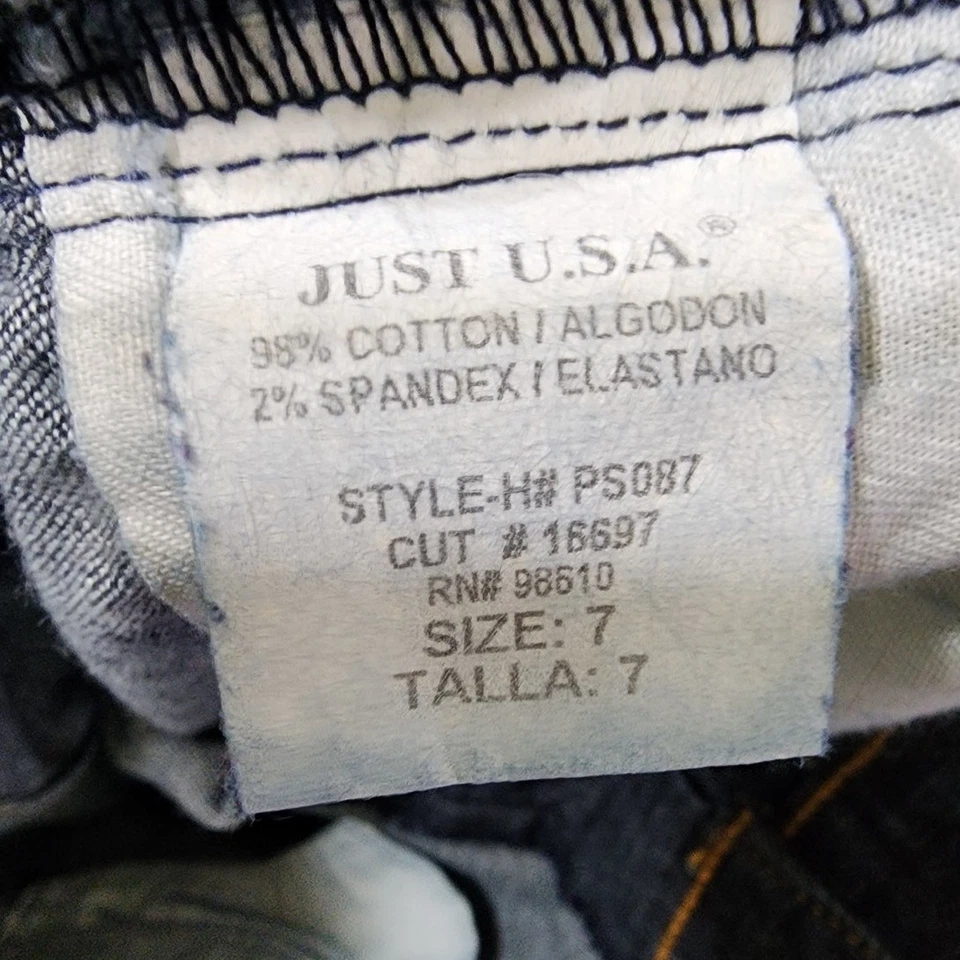 Pantalones de mezclilla vintage Y2K Just USA para mujer 7 jóvenes azul lavado oscuro tiro bajo pierna recta Foto 4 de 4