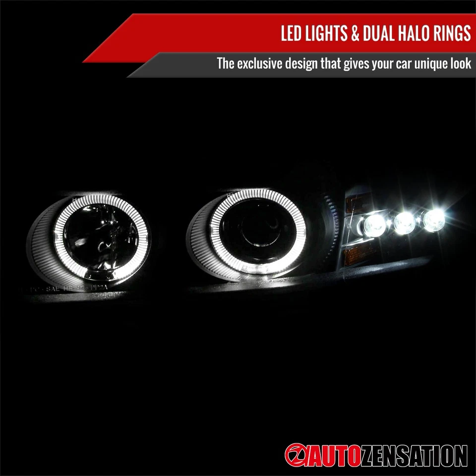 Fit 1997-2000 Dodge Avenger Chrysler Sebring Black LED Halo Projector Headlights - Imagem 4 de 4
