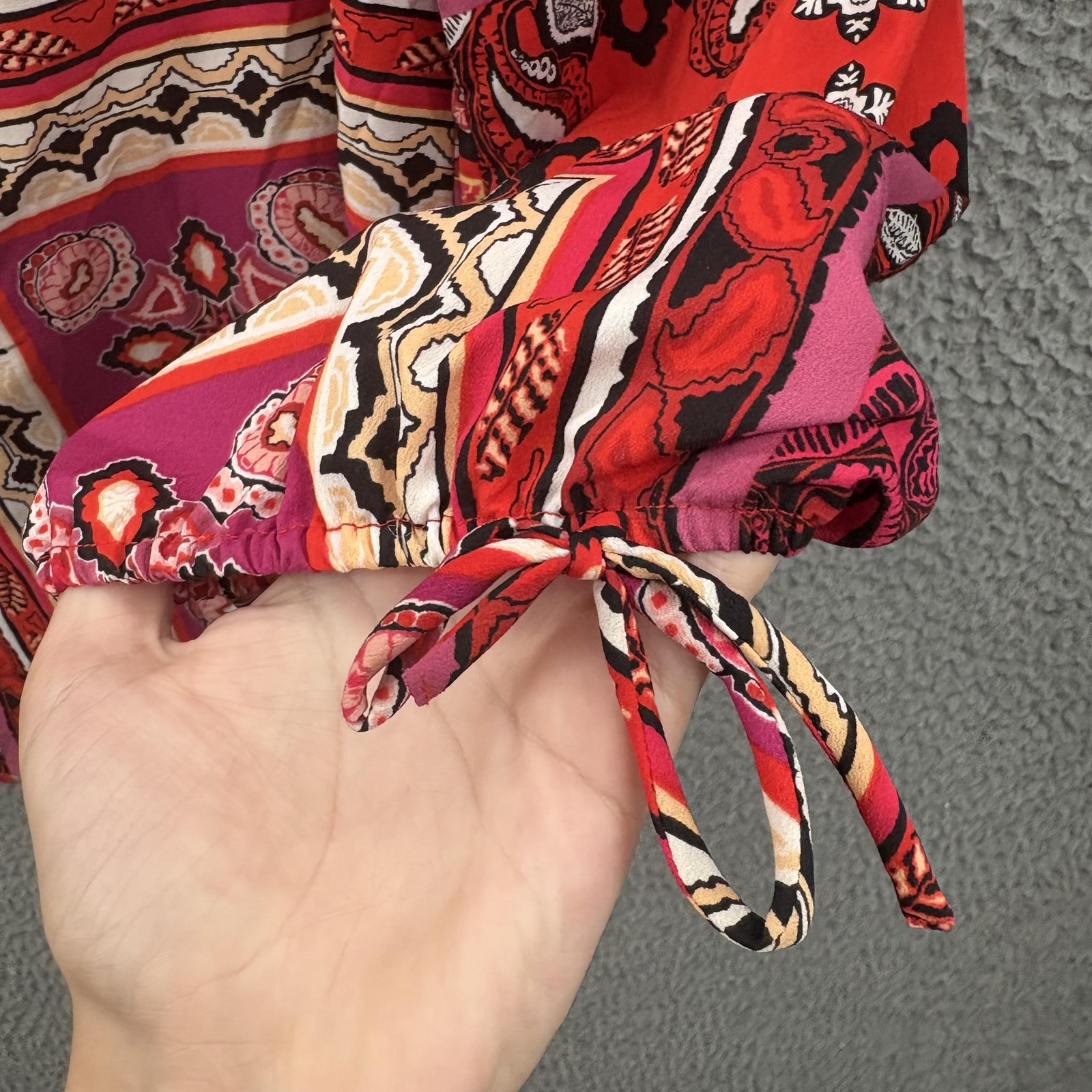 Chicos Blouse Womens Medium Red Patchwork Paisley… - image 3