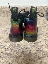 Dr. Martens Rainbow Glitter Combat Boots Multicolor Unisex Kids Lace-Up Ankle