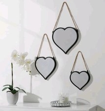 Heart Shaped Hanging Rope Mirrors Frame Black Home Decor