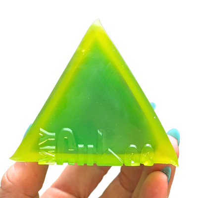 CMY Cubes PolySquish Tetrahedron Green Firm Squish Like NeeDoh NEW Open-Revealed