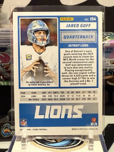 Jared Goff Auto /50 Gold Zone Score 2025 TZ - Bild 2 von 2