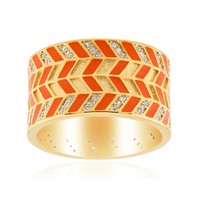 Cavill Damenring 925 Sterlingsilber Vergoldet Zirkon 0,39Ct Orange