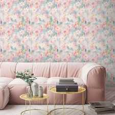 Floral Multicoloured Wallpaper Oil Painting Effect Feature Wall Lounge Bedroom