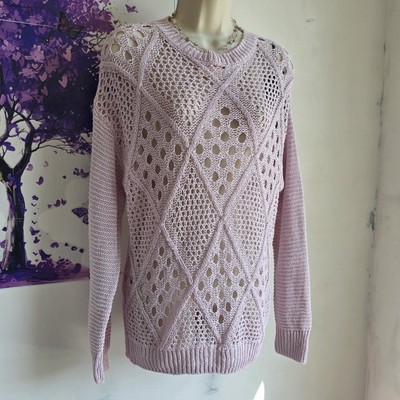 John Richmond Luxury Lilac Rose Cotton & Paper Blend Knit Jumper  Large UK 16