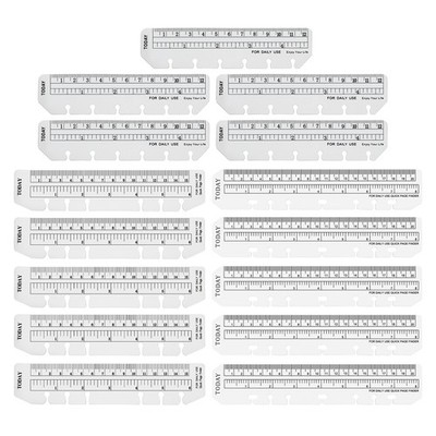 Page Marker Ruler 15 Pcs A5/A6/A7 6 Holes Bookmark Ruler for Binder, Transparent