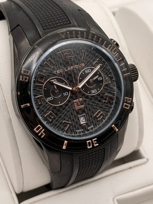Ted Lapidus Chronograph Herrenuhr Quarz Datum Sportlich Schwarz Roségold