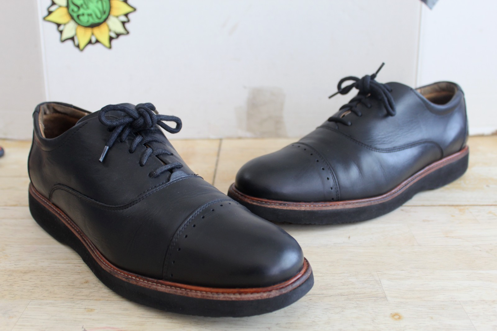 SAOLA SAMUEL HUBBARD Berretto da mercato uomo Oxford in pelle nera. US taglia 11 D Portogallo