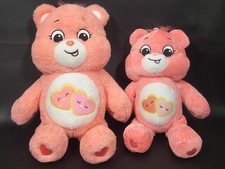 2-Care Bears Love-A-Lot Pink Bear Basic Fun Heart Plush Doll 14"-2020  11"-2022