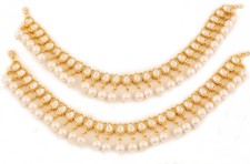 Touchstone Indian anklets for women gold silver payal set jewelry simple jhan...
