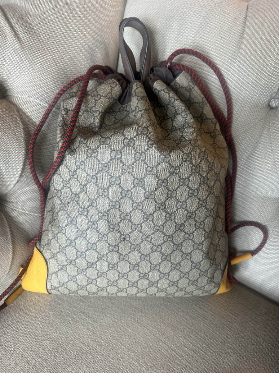 Gucci Neo Vintage Drawstring Backpack GG Coated Canvas Large | eBay