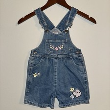 Vintage Carter s Flower Power Overalls Toddler Denim Overalls 12-18M Y2K Cotton