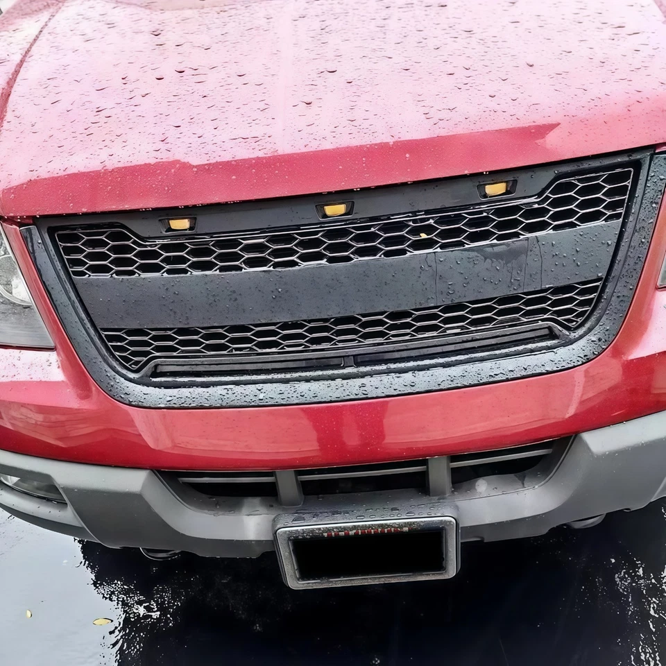 Black Front Grille Fit For Ford Expedition 2003 2004 2005 2006Bumper Grill W/Led - Image 2 of 4