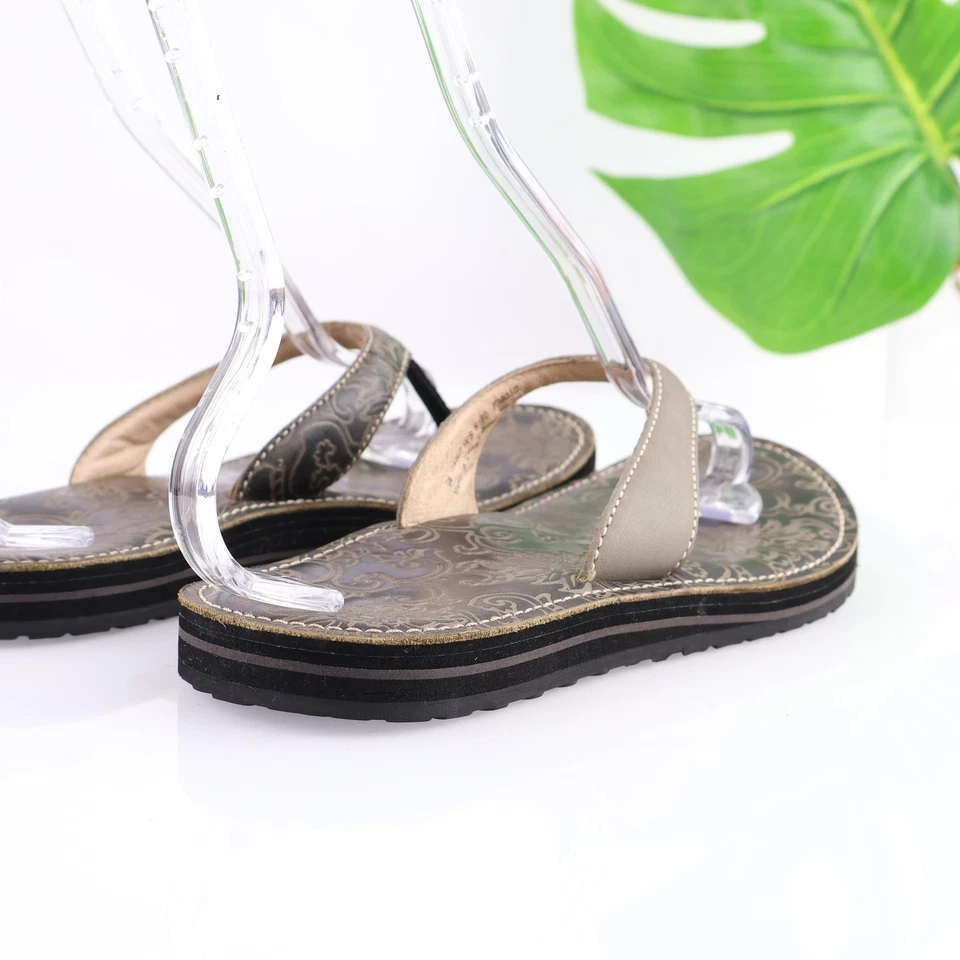 Teva 女式 Habit River 凉鞋 9 码灰色花卉皮革丁字拖拖鞋 — 第 4/4 张图片